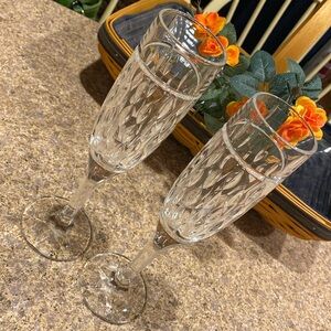2 Lauren Ralph Lauren Aston Champagne Flutes Crystal Glasses Flute
